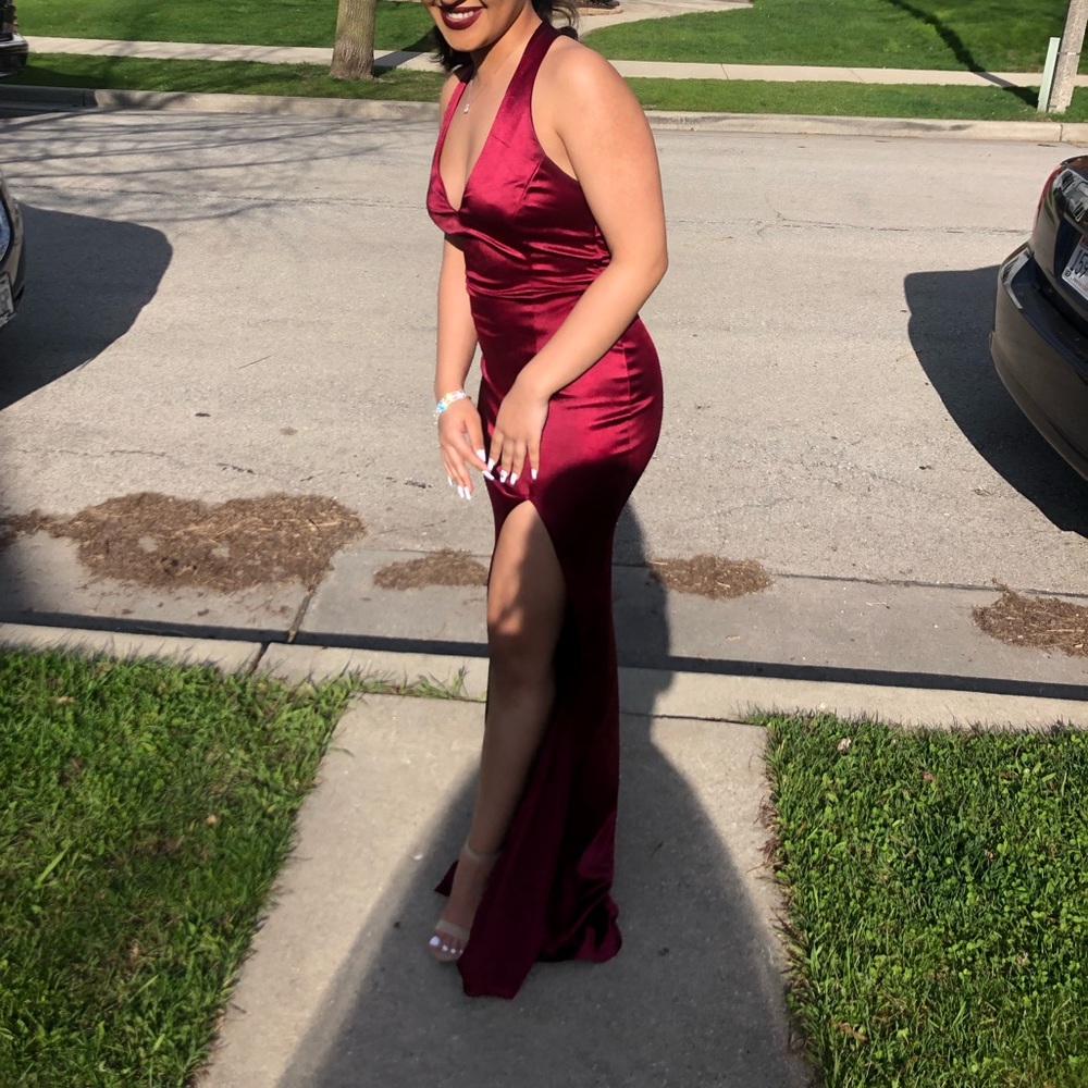 Satin Burgundy Dress